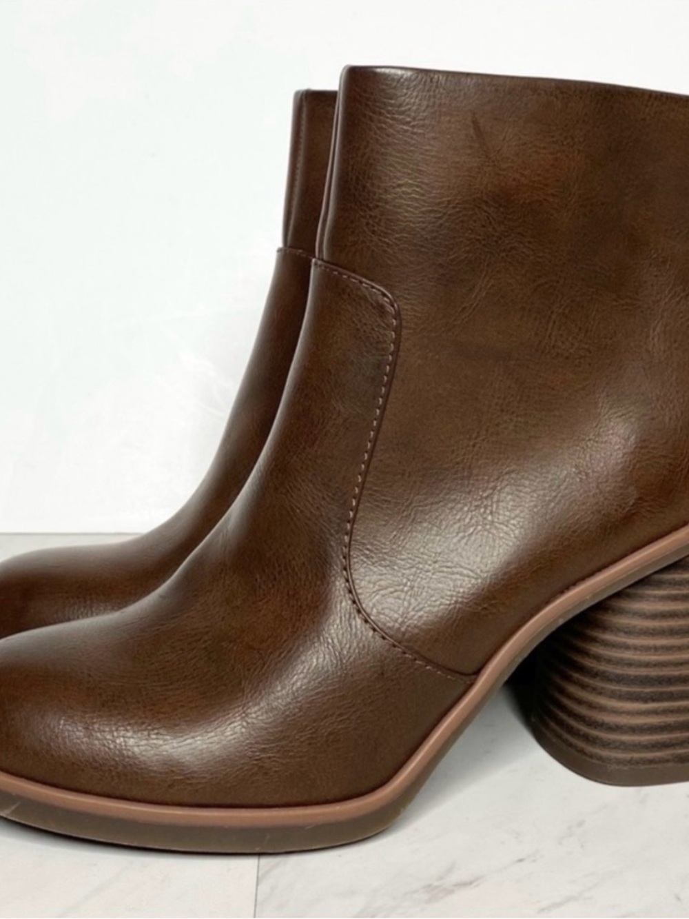 Kork-Ease Brown Leather Stacked Heel Ankle Boots